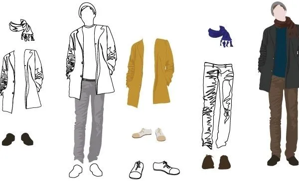 Los hombres de moda de dibujo vectorial Vector misceláneos ...