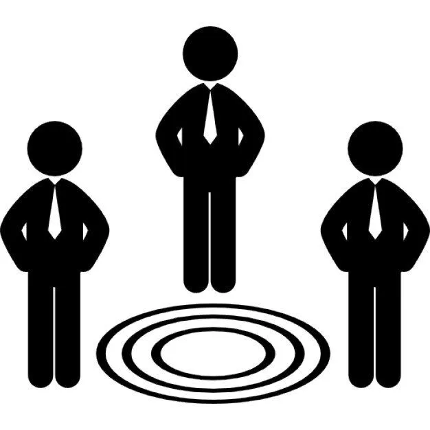 Hombres de negocios alrededor del objetivo círculos concéntricos ... Hombres de negocios alrededor del objetivo círculos concéntricos ...