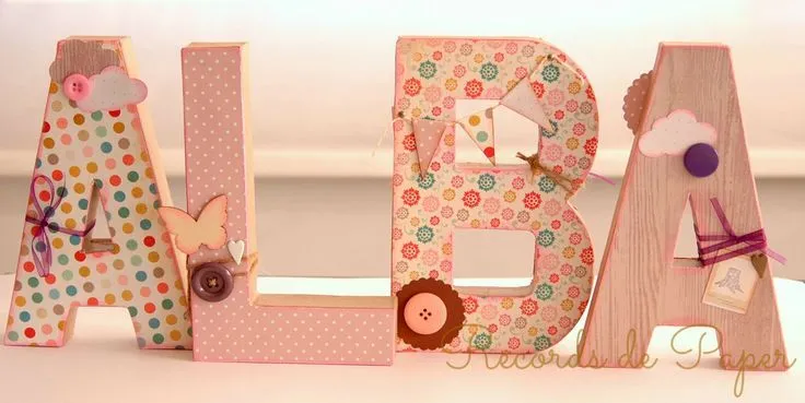 home decor, letras para habitación infantil, DIY decoradas a mano ...