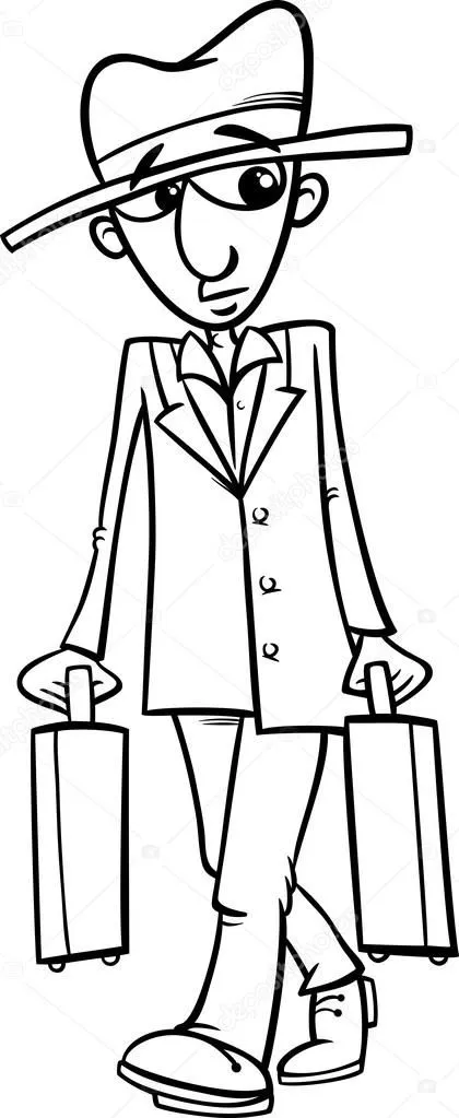 homem com malas coloração página — Vetor de Stock © izakowski ...