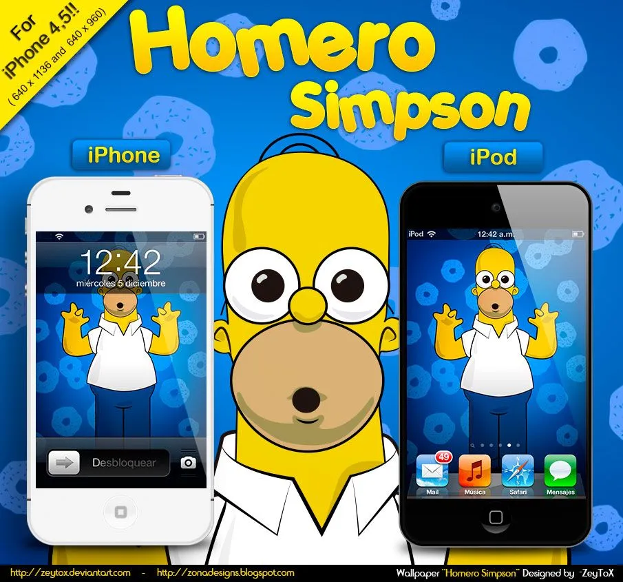 Homero Simpson Walpaper iPhone and iPod Touch | ZonaDesigns