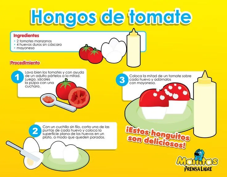 Hongos de tomate (para niños) | Recetas Dibujos | Pinterest