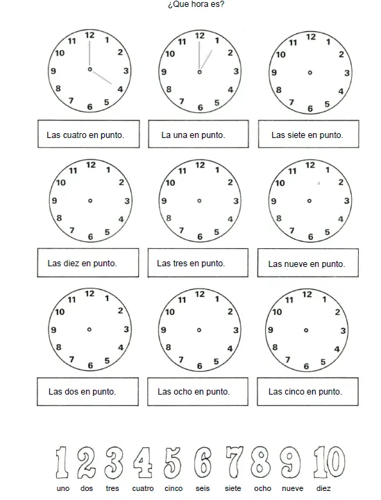 HORA EN UN RELOJ para colorear - Imagui