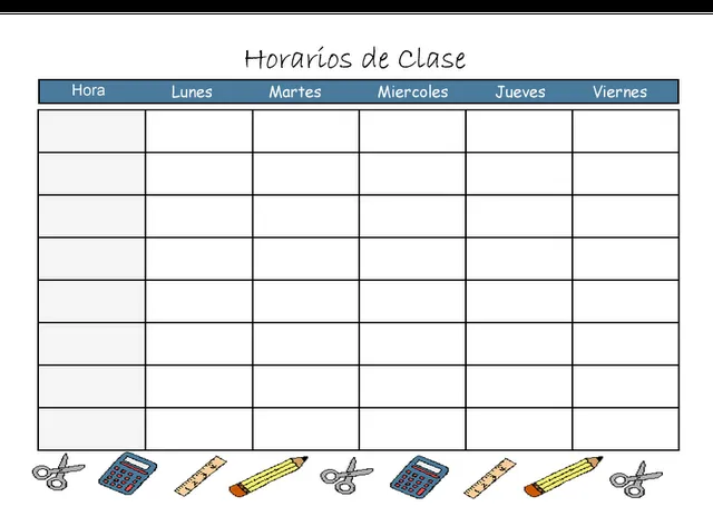 Horario para imprimir y rellenar - Imagui