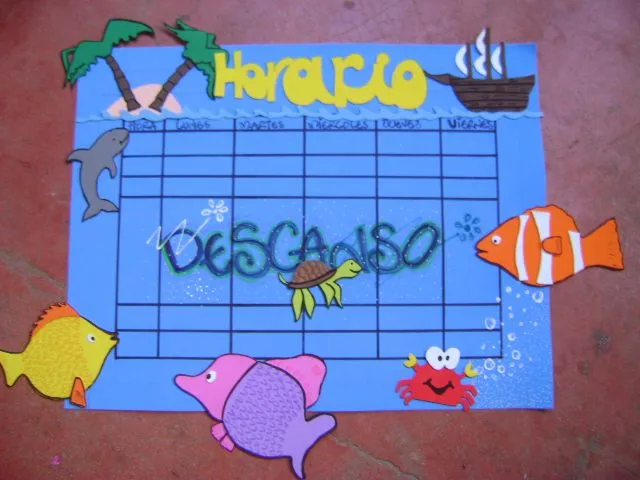 Horario de clase en foami - Imagui