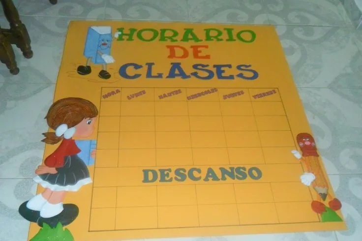 Horario de Clases para Cuarto de Niños | Figuras en Foamy/Goma Eva ...