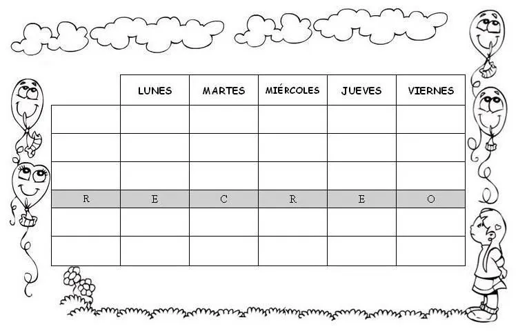 Horario colorear - Imagui