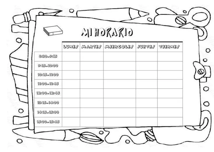 Horario escolar para colorear | Fichas escolares | Pinterest Horario escolar para colorear | Fichas escolares | Pinterest
