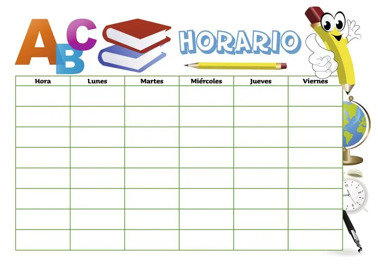 Horario escolar para estudiantes modelo 2, en varios formatos ...