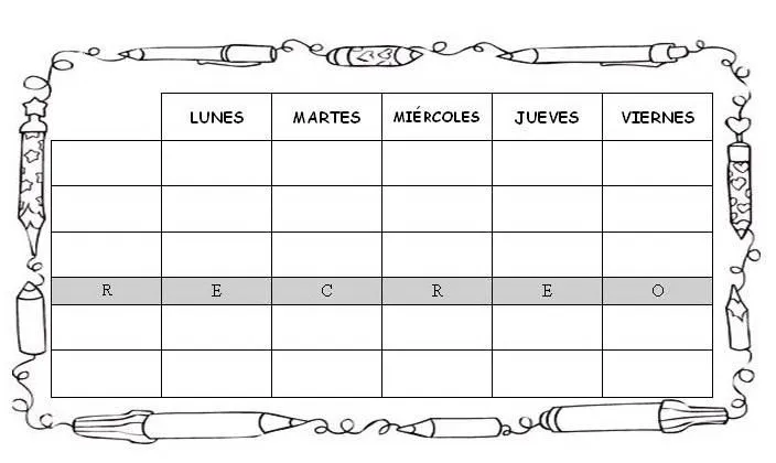 Horario para imprimir y rellenar - Imagui