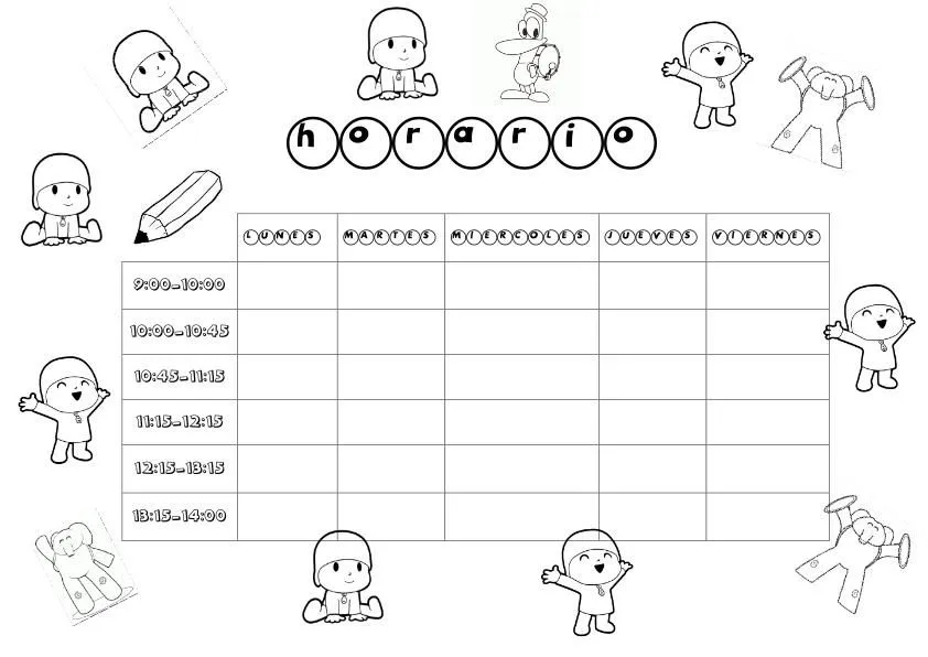 Horarios divertidos para colorear. Nuevas distribuciónes de horas ... Horarios divertidos para colorear. Nuevas distribuciónes de horas ...