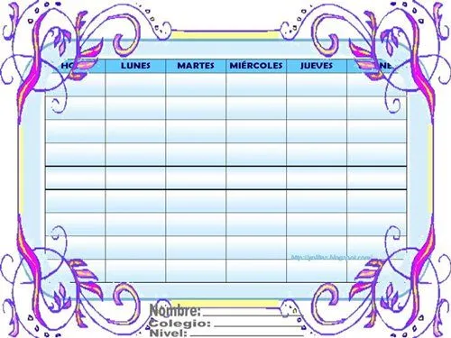 Horarios escolares para imprimir y colorear | S & C Horarios escolares para imprimir y colorear | S & C