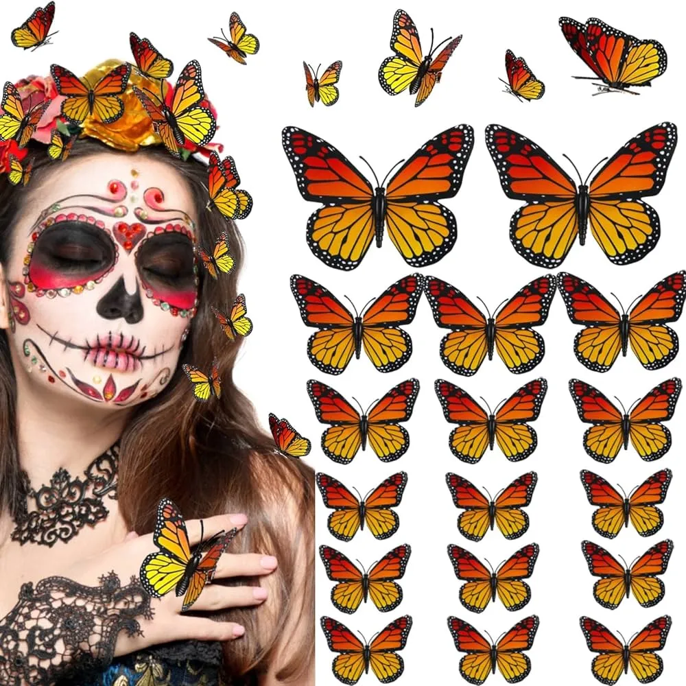 Horquillas para el pelo de mariposa monarca de Halloween 3D simulación mariposa Pasadores para el pelo Día de los Muertos Mariposa Clips para la cabeza para niñas, accesorios de disfraz de Halloween ( Horquillas para el pelo de mariposa monarca de Halloween 3D simulación mariposa Pasadores para el pelo Día de los Muertos Mariposa Clips para la cabeza para niñas, accesorios de disfraz de Halloween (
