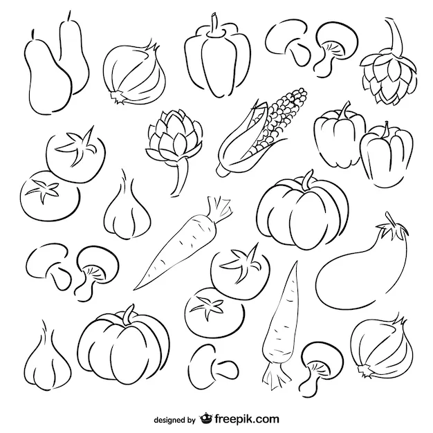 Conjunto de dibujos de verduras | Descargar Vectores gratis