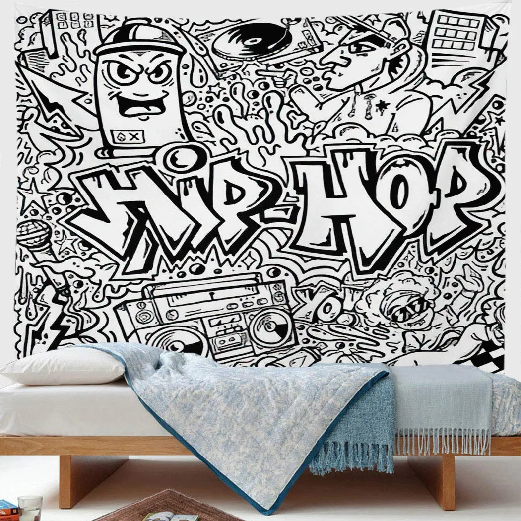 Hosima Trippy Tapiz Hip Hop Graffiti Doodle Line Art Dibujo de dibujos animados cómics Tapiz de Hosima Trippy Tapiz Hip Hop Graffiti Doodle Line Art Dibujo de dibujos animados cómics Tapiz de