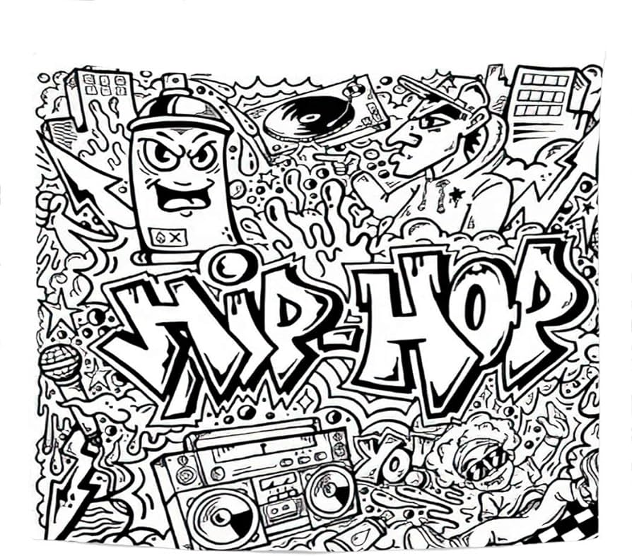 Hosima Trippy Tapiz Hip Hop Graffiti Doodle Line Art Dibujo de dibujos animados cómics Tapiz de pared para colgar en la pared, colcha para dormitorio estético Home Deco 94 x 71 cm : Hosima Trippy Tapiz Hip Hop Graffiti Doodle Line Art Dibujo de dibujos animados cómics Tapiz de pared para colgar en la pared, colcha para dormitorio estético Home Deco 94 x 71 cm :