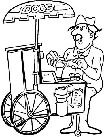 Hot Dog Seller coloring page | Super Coloring Hot Dog Seller coloring page | Super Coloring
