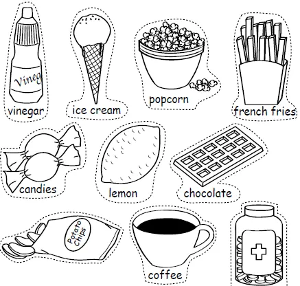 Alimentos dulces y salados para colorear - Imagui