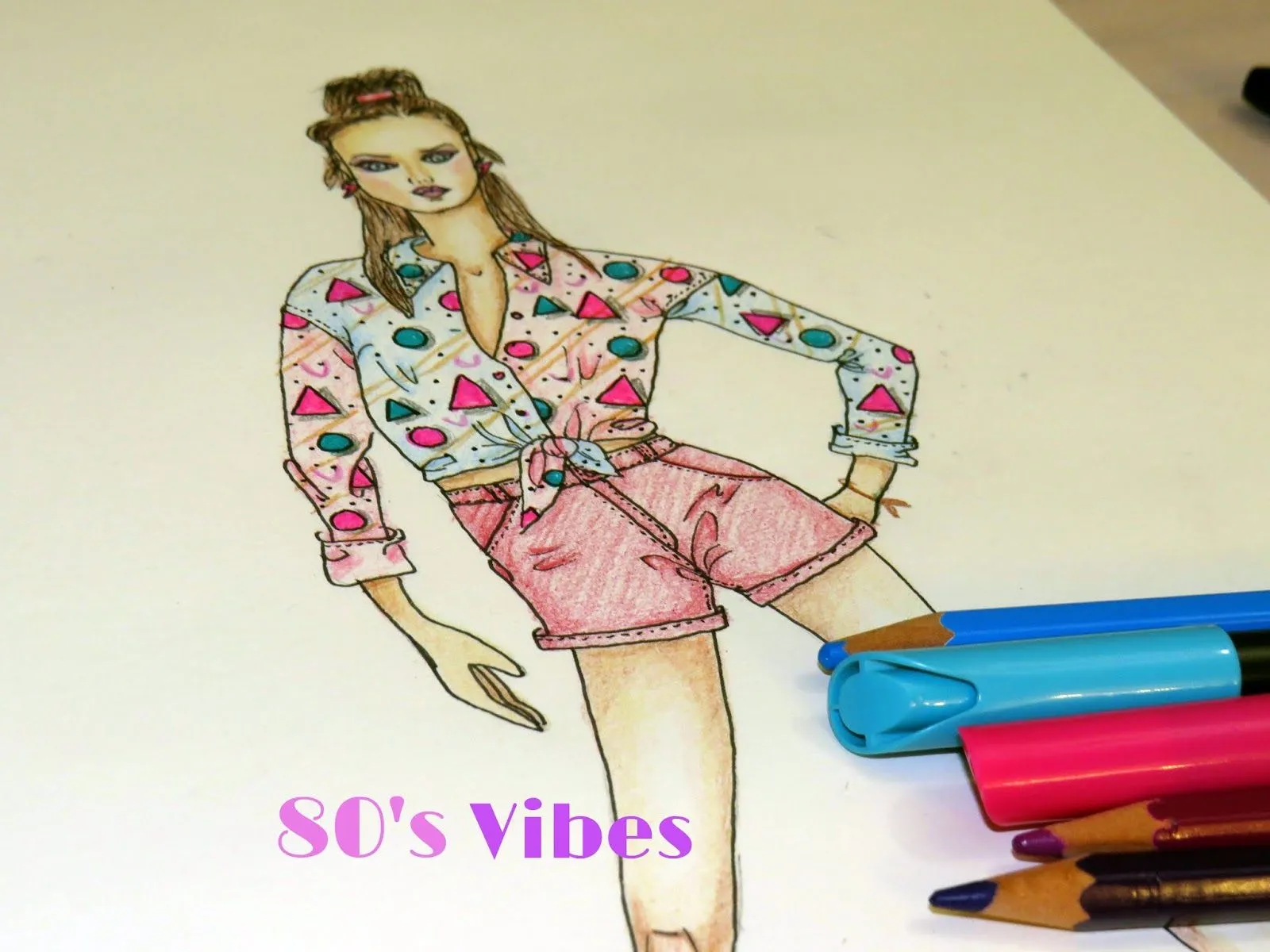 How to color a fashion sketch 80's vibes // Cómo colorear un figurín de  moda inspirado en los 80 - Alejandra Colomera | Acf Studio