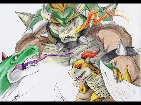 How To Draw Bowser Yoshi and Bowser jr speedpaint Como Dibujar ...