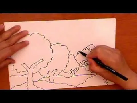 How to draw tree . Dibuja un paisaje y coloréalo - YouTube How to draw tree . Dibuja un paisaje y coloréalo - YouTube