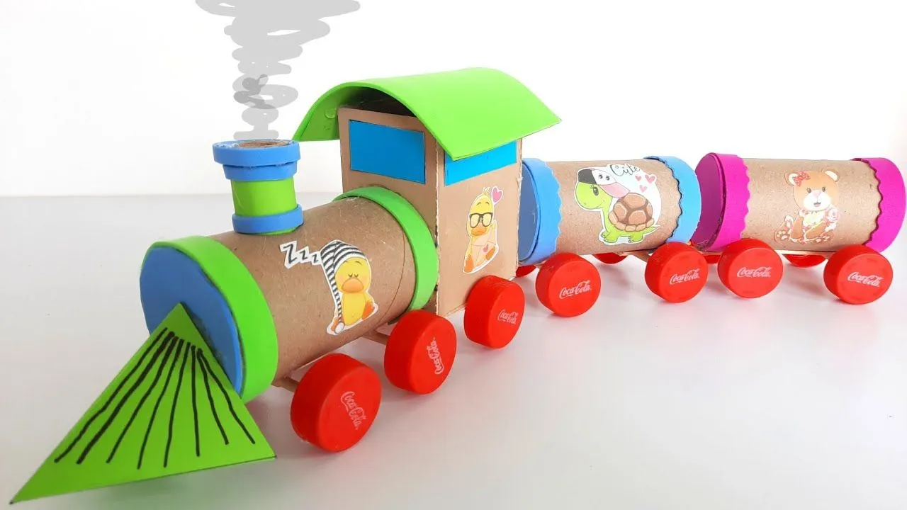 How to make a Train with toilet paper tubes. Easy crafts for kids with recycling - YouTube How to make a Train with toilet paper tubes. Easy crafts for kids with recycling - YouTube