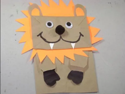 Como hacer un leon con una bolsa de papel reciclada - YouTube