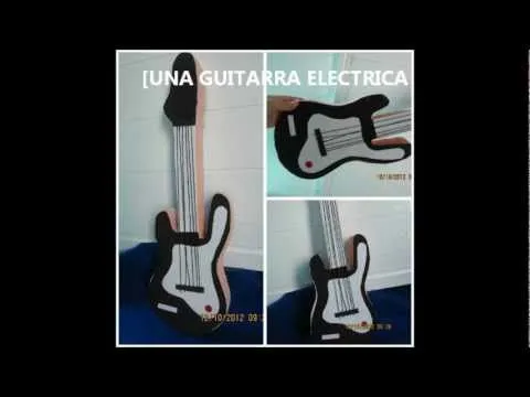 GUITARRA ELECTRICA Y COFRE DE TESORO..(.CAJA DE PAPEL CORRUGADO ...