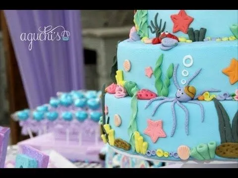 Mesa de Bocaditos La Sirenita - Dessert Table Little Mermaid - YouTube