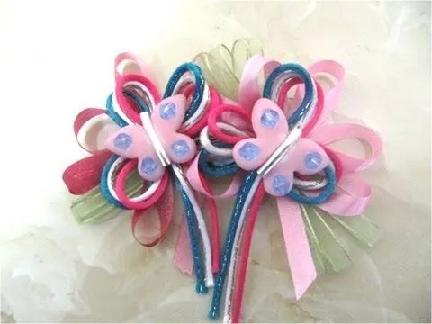 Moños y lazos para el cabello con cintas y mariposas - YouTube