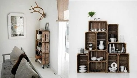 Interiores decorados con cajas de fruta