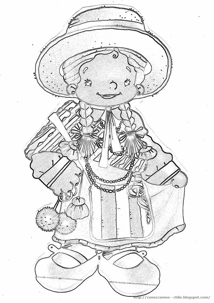 Huaso chileno para colorear fiestas patrias | Colorear Huaso chileno para colorear fiestas patrias | Colorear