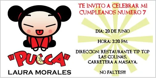 Invitación de cumpleaños pucca - Imagui