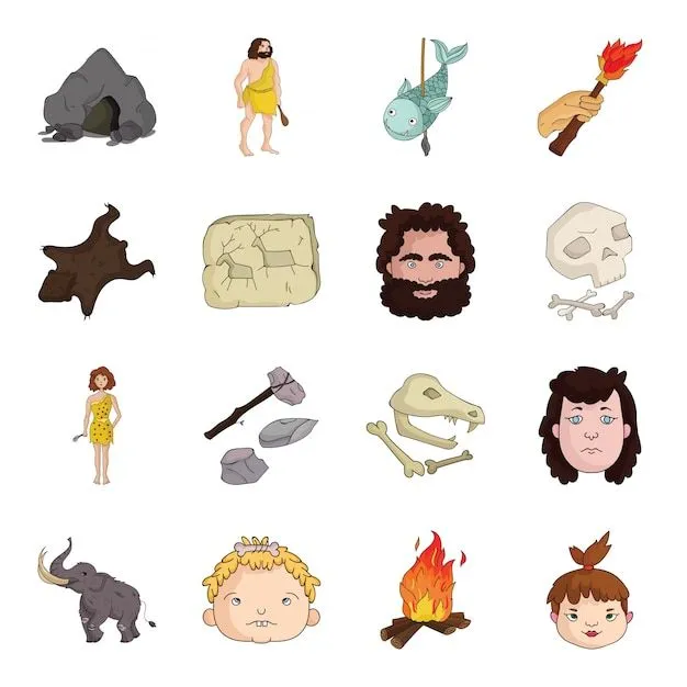 Icono de conjunto de dibujos animados de la era de piedra. ilustración edad antigua. conjunto de dibujos animados aislado icono era de piedra. | Vector Premium Icono de conjunto de dibujos animados de la era de piedra. ilustración edad antigua. conjunto de dibujos animados aislado icono era de piedra. | Vector Premium
