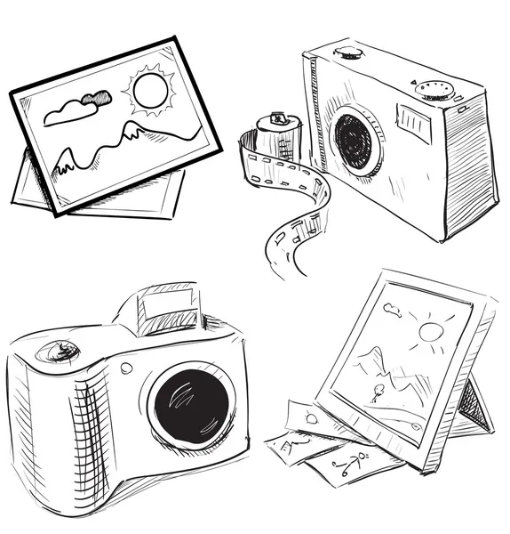 Iconos de cámara y fotografía. dibujar objetos vectoriales ... Iconos de cámara y fotografía. dibujar objetos vectoriales ...