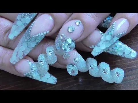 ICY WEDDING SPIRAL ACRYLIC NAILS - Uñas acrílicas Espiral ...