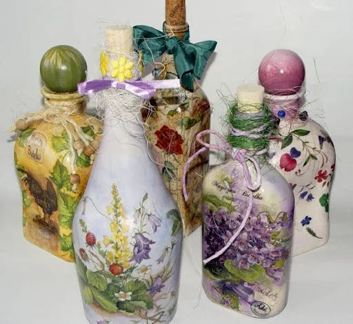 Ideas Country y algo más...: Botellas decoradas con decoupage Ideas Country y algo más...: Botellas decoradas con decoupage