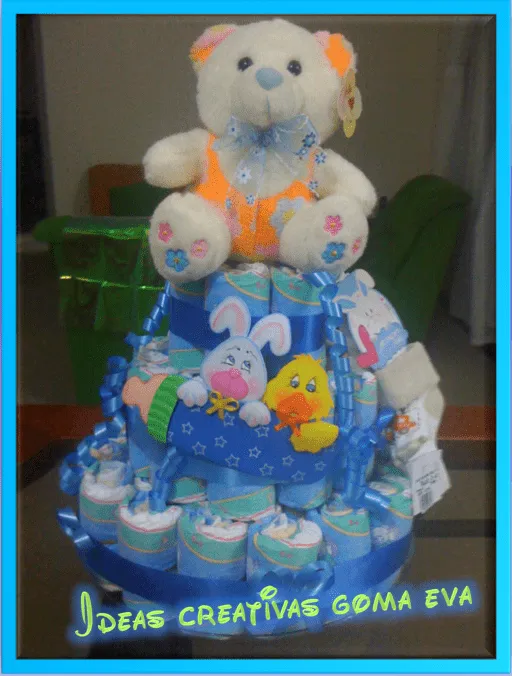 Ideas Creativas Goma Eva: Pastel de pañales para baby shower Ideas Creativas Goma Eva: Pastel de pañales para baby shower