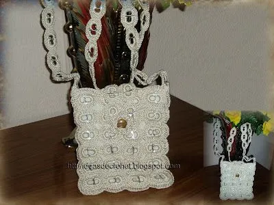 Ideas de Crochet: Bolsos y conjunto de collar y pulsera de chapas ... Ideas de Crochet: Bolsos y conjunto de collar y pulsera de chapas ...