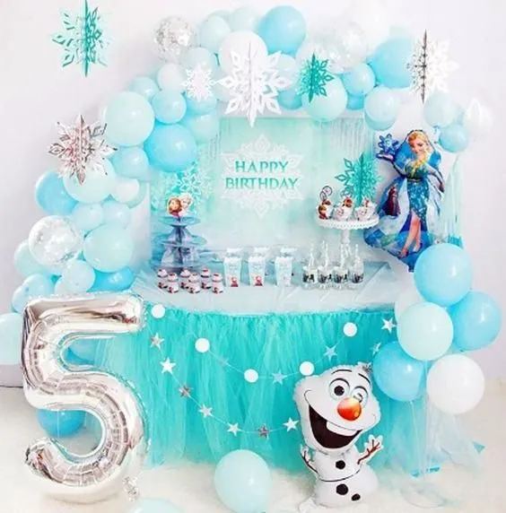 Ideas decoración fiesta con globos de Frozen | Cumpleaños frozen decoracion, Frozen decoracion fiesta, Fiesta de frozen