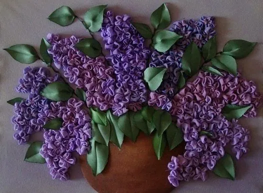 Ideas para el hogar: Arreglo floral bordado con cintas pasos y ... Ideas para el hogar: Arreglo floral bordado con cintas pasos y ...