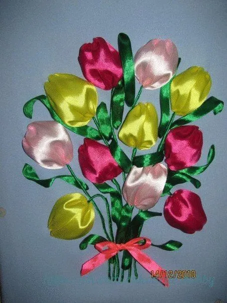 Ideas para el hogar: Idea : Tulipanes, cintas de bordado Ideas para el hogar: Idea : Tulipanes, cintas de bordado