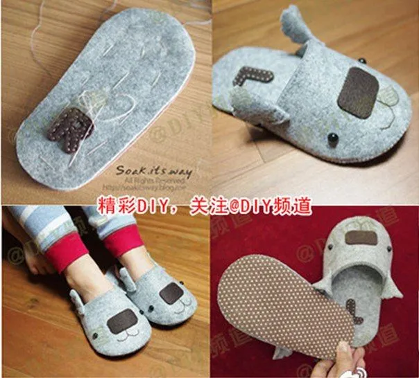 Ideas para el hogar: Pantuflas en fieltro paso a paso para los ...