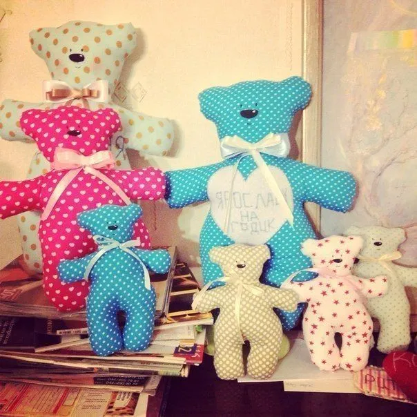 Ideas para el hogar: Peluches osos costuras telas de colores