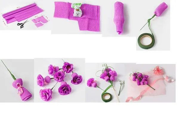 Ideas para el hogar: Ramo de flores paso a paso papel crepé Ideas para el hogar: Ramo de flores paso a paso papel crepé
