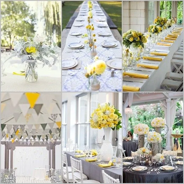 Ideas Originales para Bodas Modernas en Amarillo y Gris