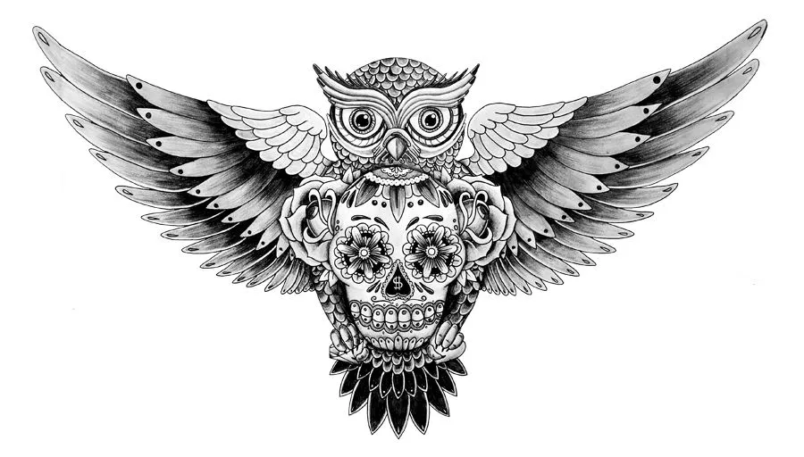 Ideas para tu tattoo: Búho y calavera mejicana Ideas para tu tattoo: Búho y calavera mejicana