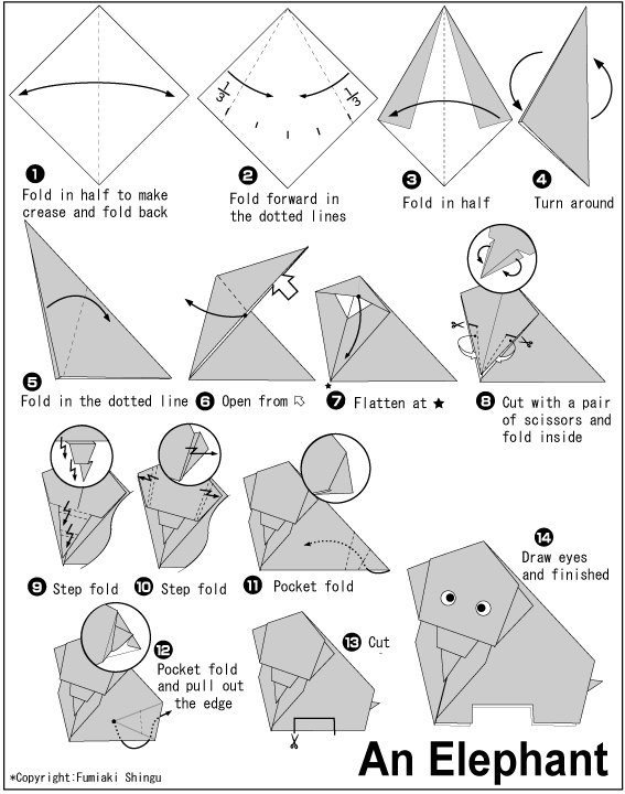 Elefante origami - Imagui