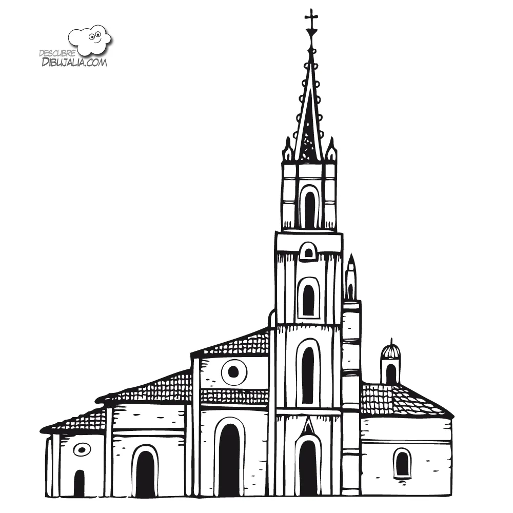 Iglesia catedral para pintar y colorear | Dibujos para Colorear Gratis