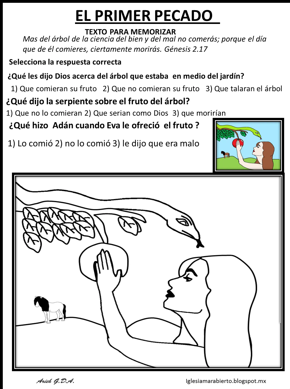 IGLESIA MAR ABIERTO: Clase Bíblica para niños - El Primer Pecado - IGLESIA MAR ABIERTO: Clase Bíblica para niños - El Primer Pecado -